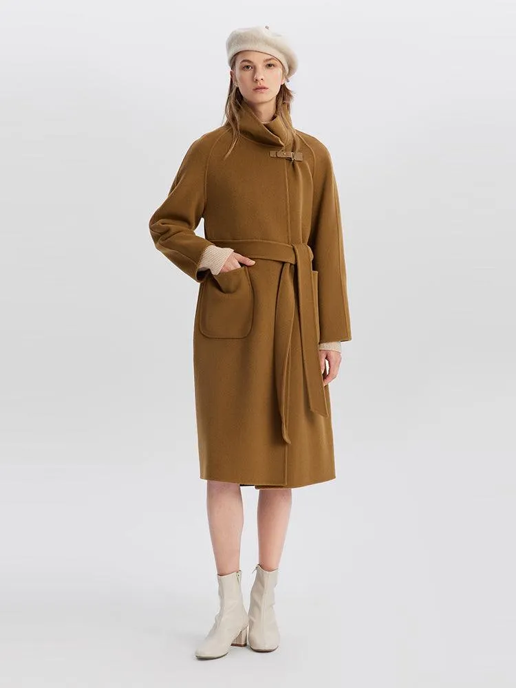 Brown Wrapped Woolen Coat