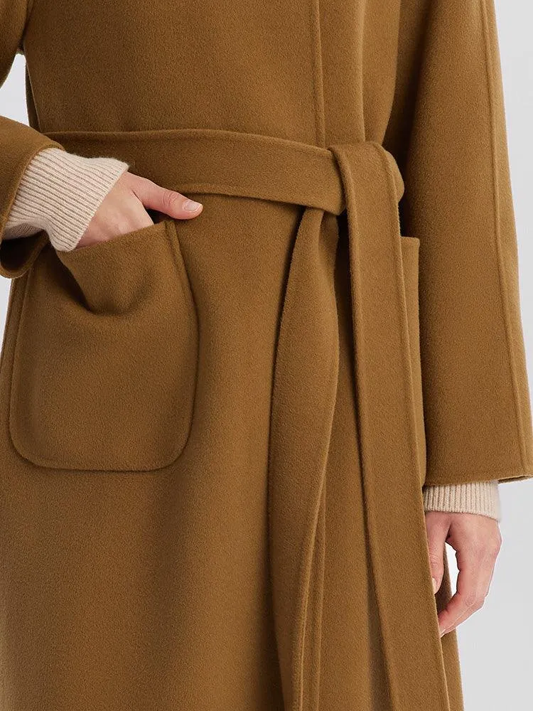 Brown Wrapped Woolen Coat