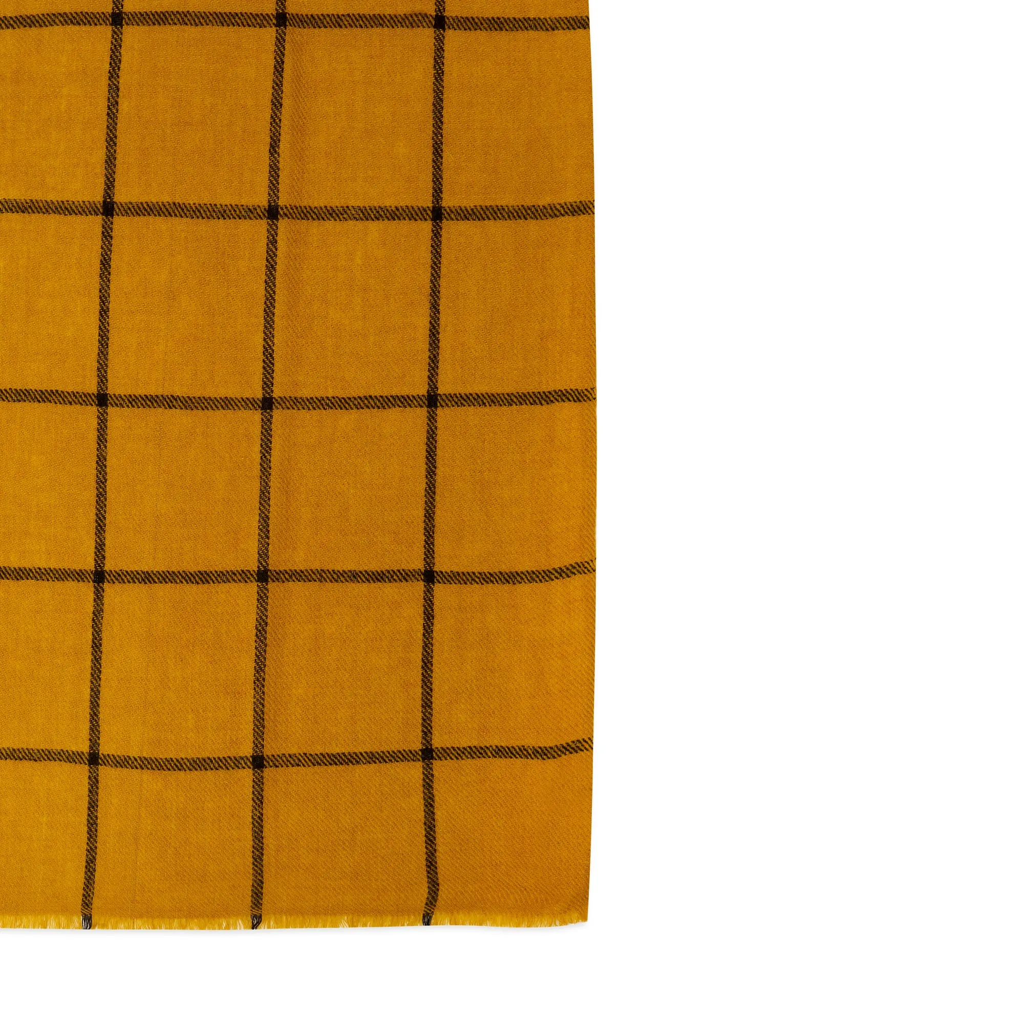 Burrows & Hare Cashmere & Merino Wool Scarf - Mustard Check