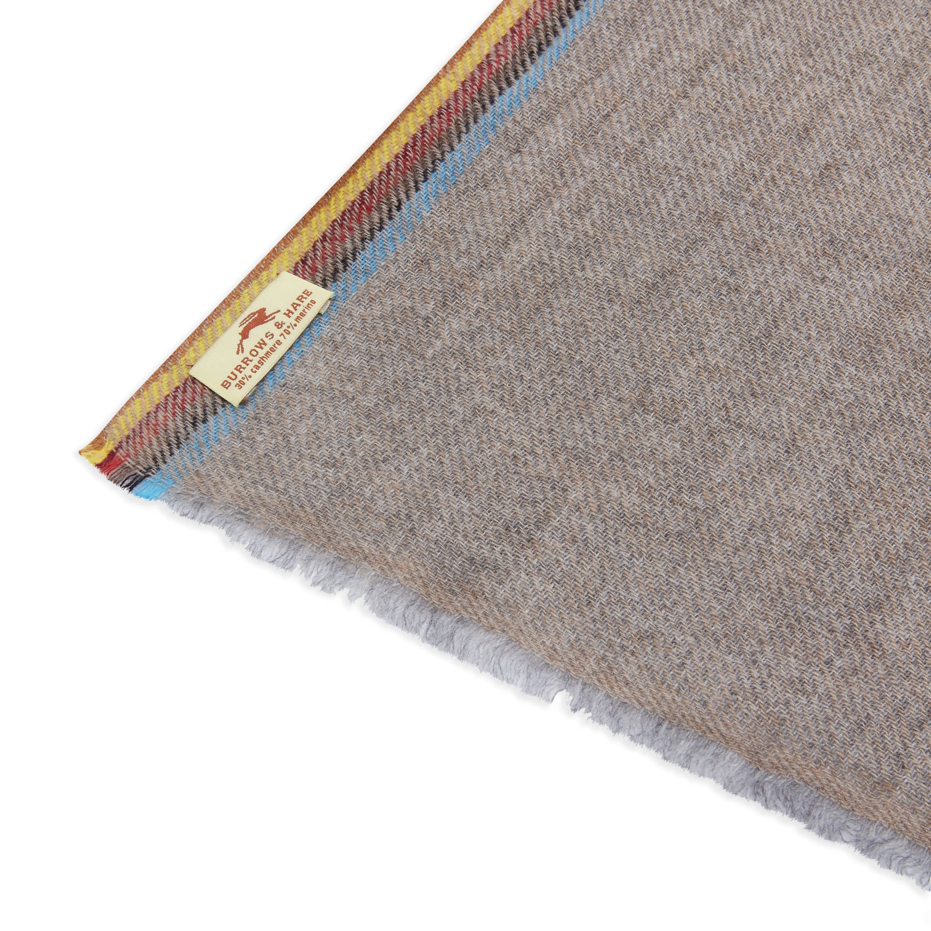 Burrows & Hare Cashmere & Merino Wool Scarf - Taupe Stripe