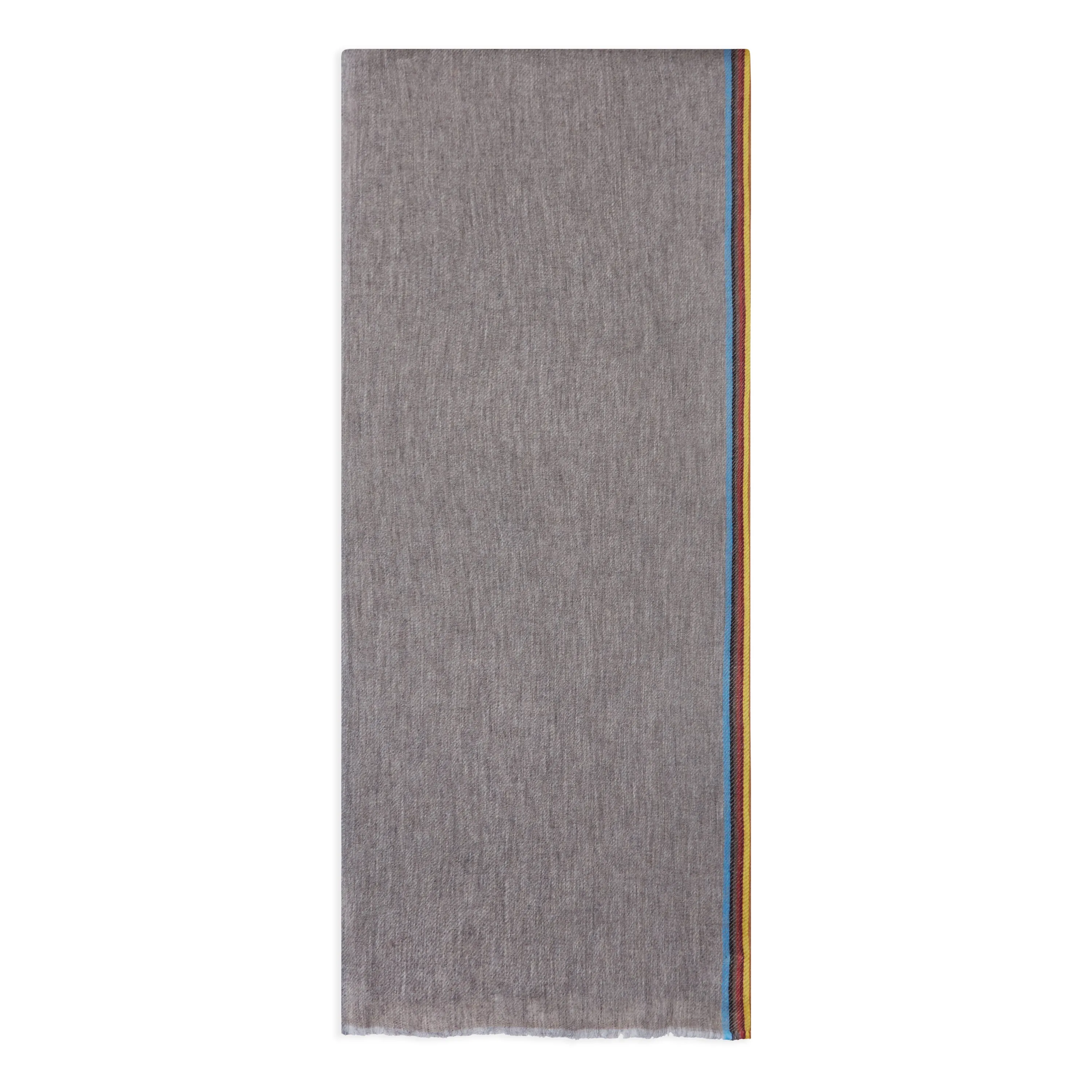 Burrows & Hare Cashmere & Merino Wool Scarf - Taupe Stripe