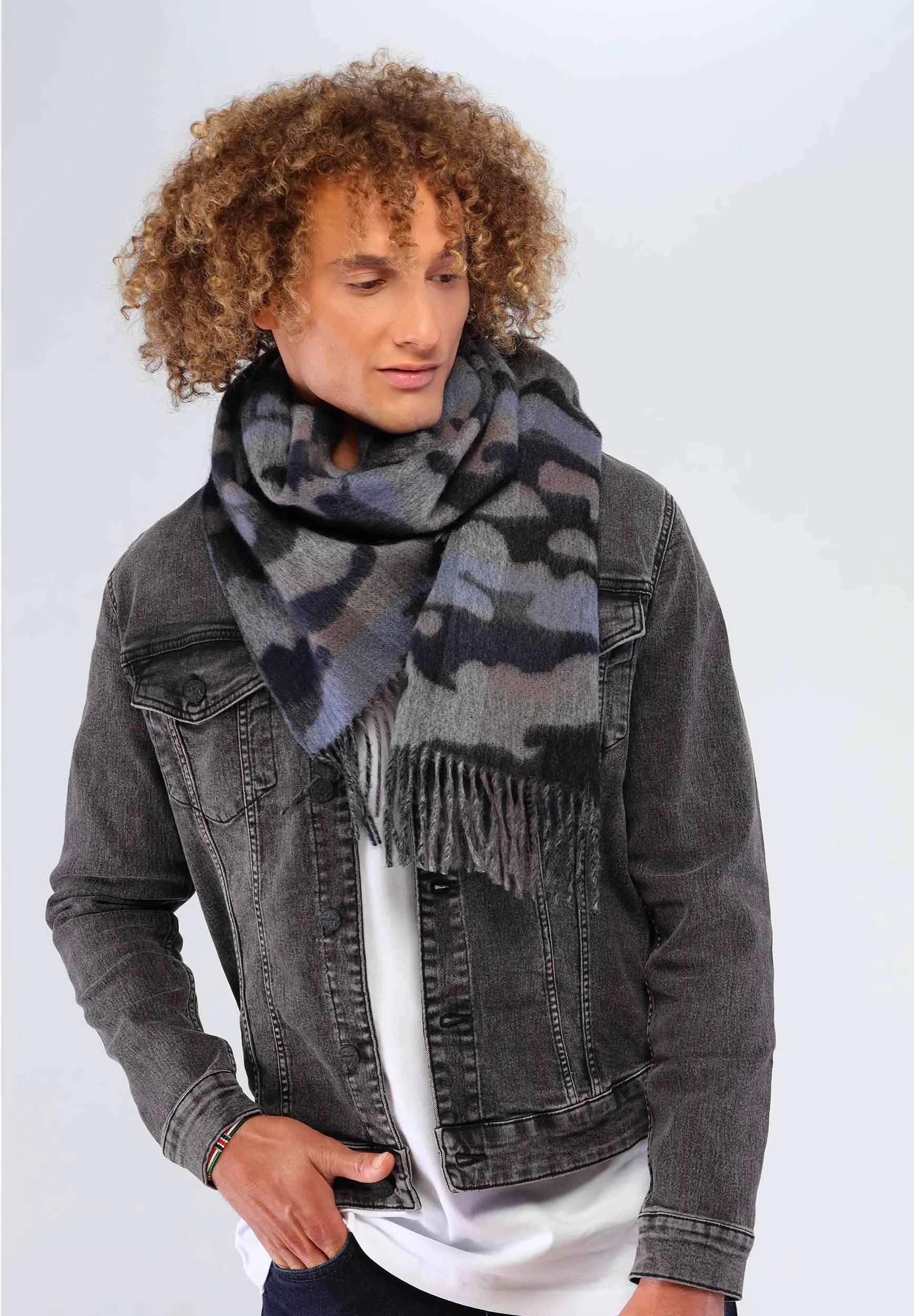 Camo Colour Wool Cashmere Scarf