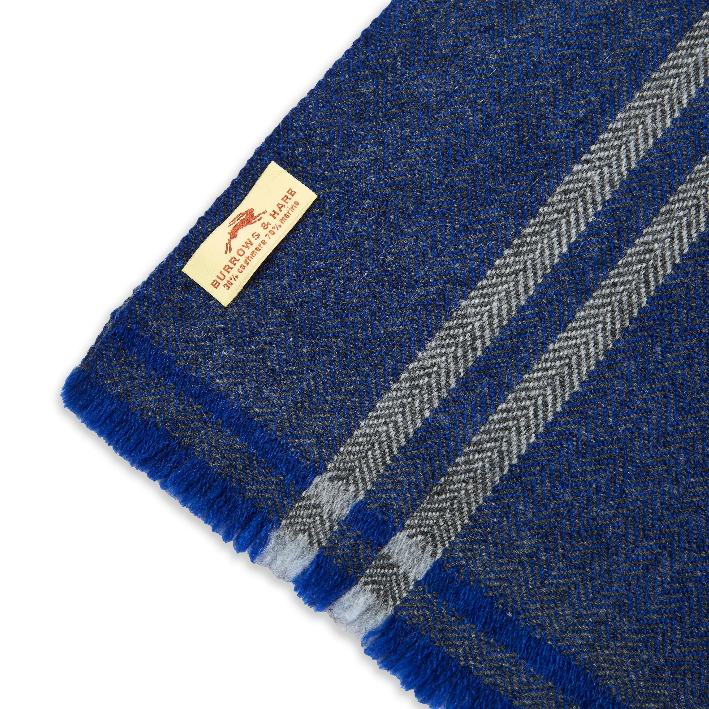 Cashmere & Merino Wool Scarf - Blue & Grey Stripe