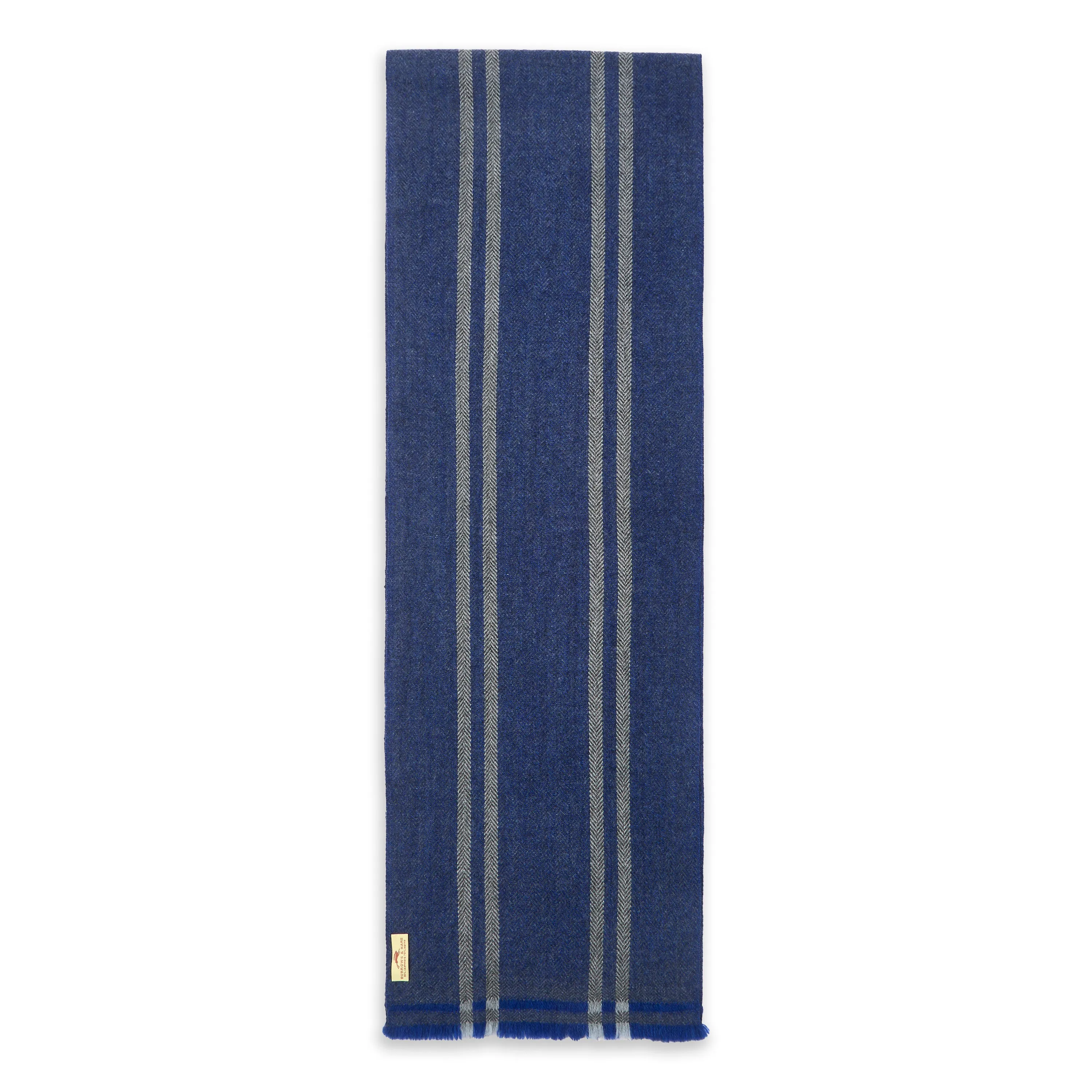 Cashmere & Merino Wool Scarf - Blue & Grey Stripe