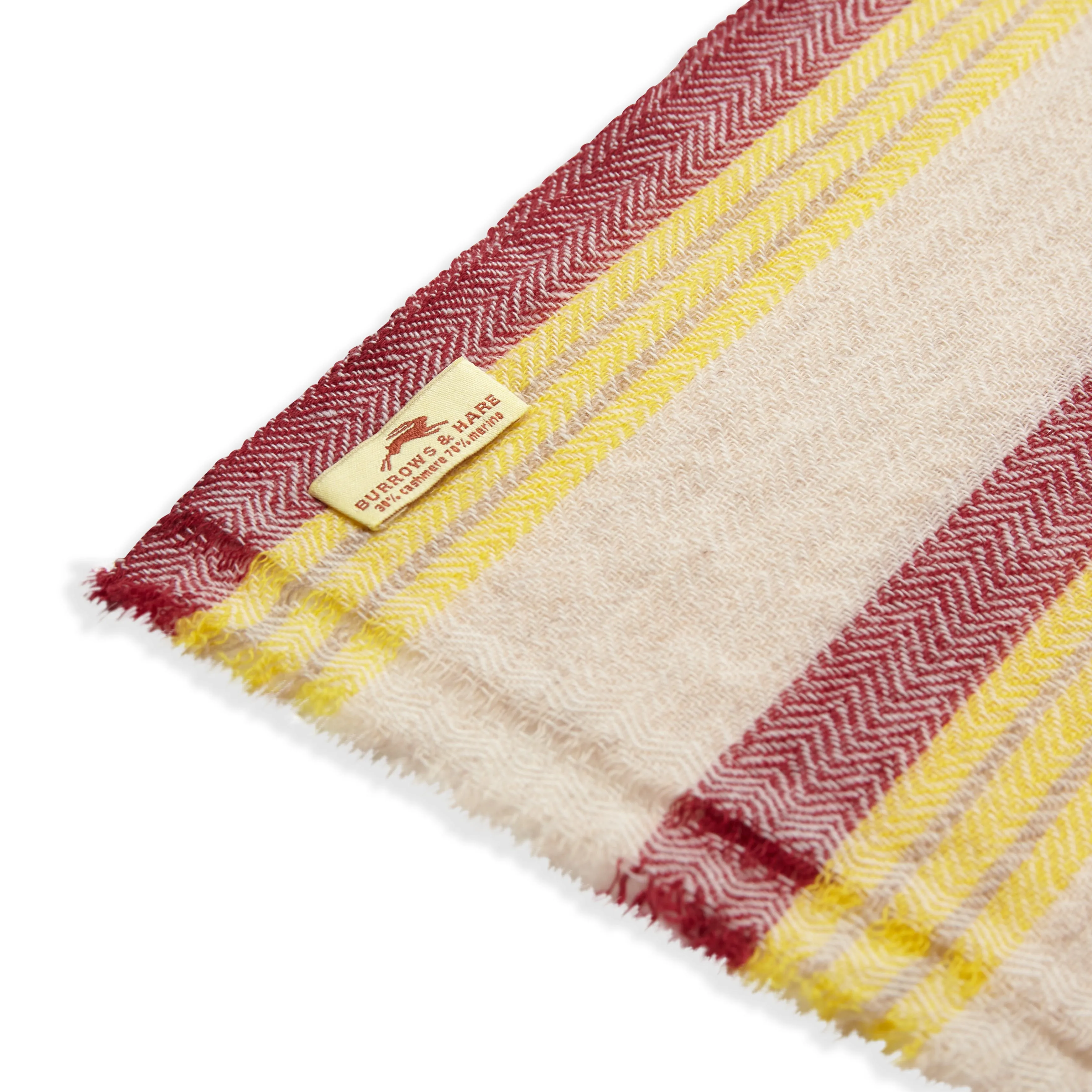 Cashmere & Merino Wool Scarf - Cream/Red Stripe