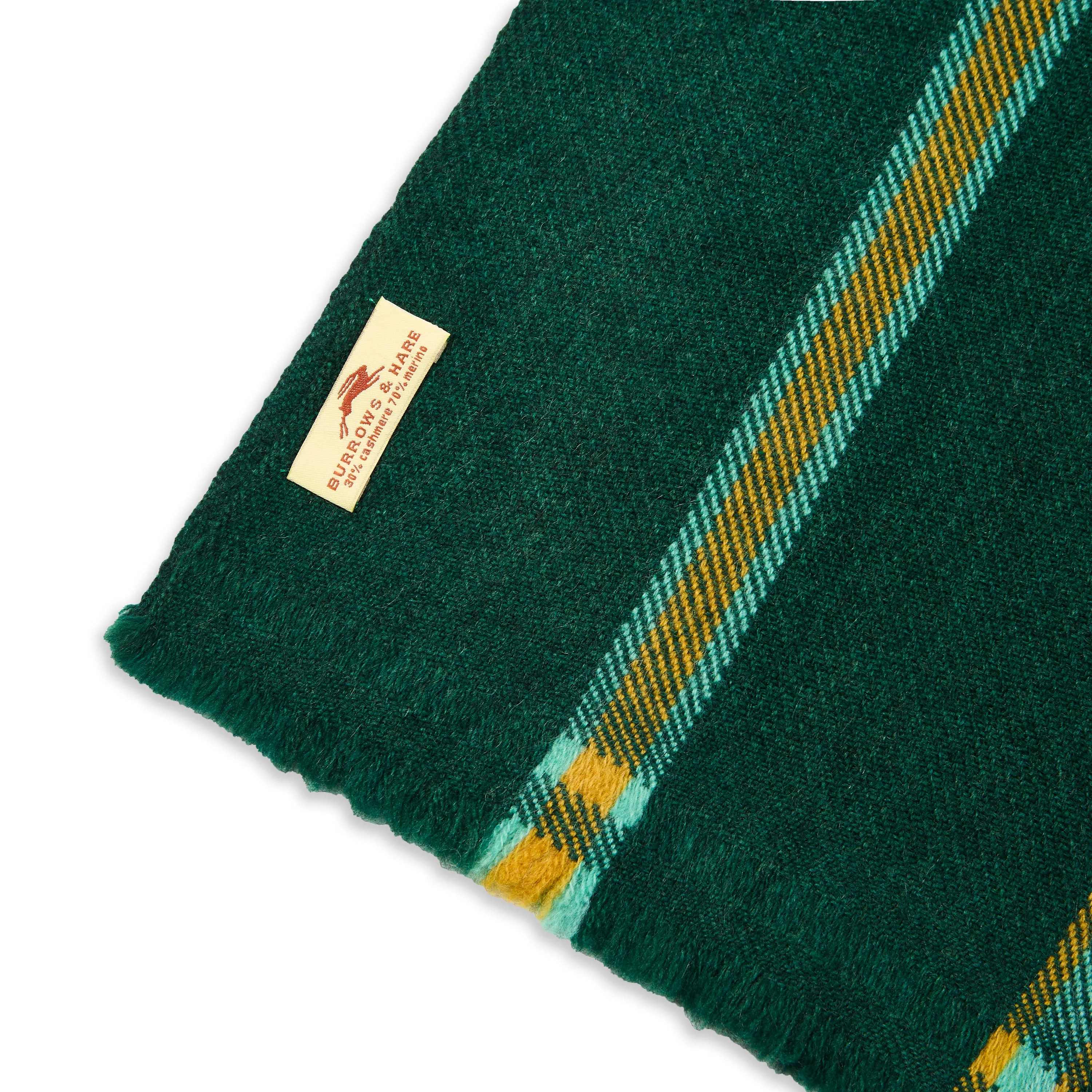 Cashmere & Merino Wool Scarf - Green Stripe