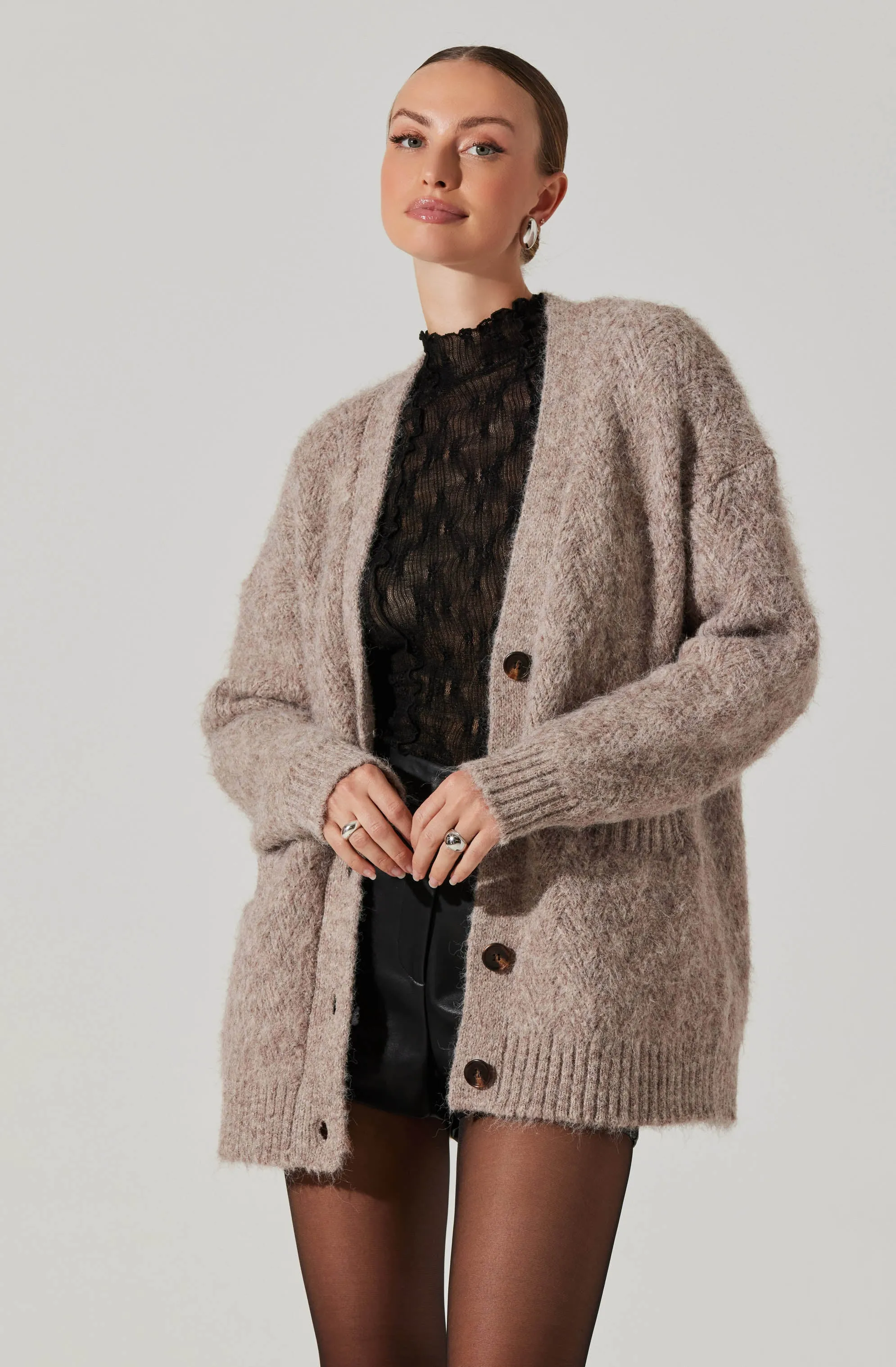 Charli Brushed-Effect Cardigan Sweater