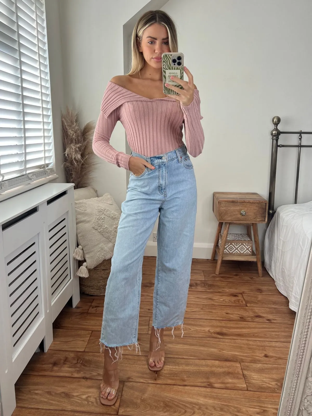 Cher Bardot Knitted Top / Blush