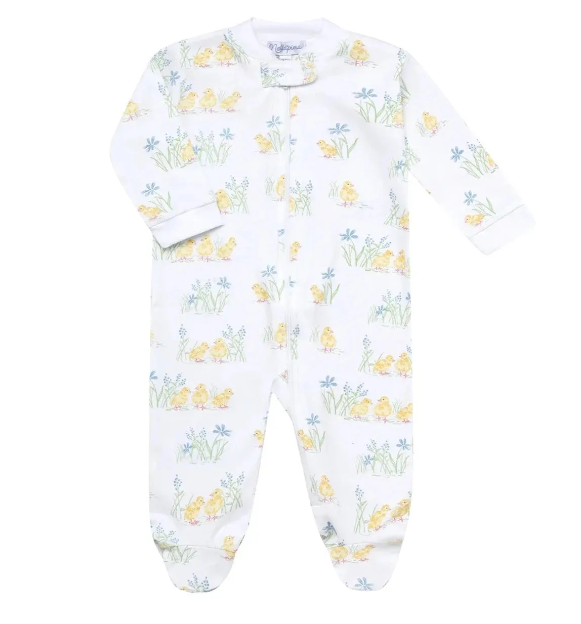 Chicks Print Zipper Footie