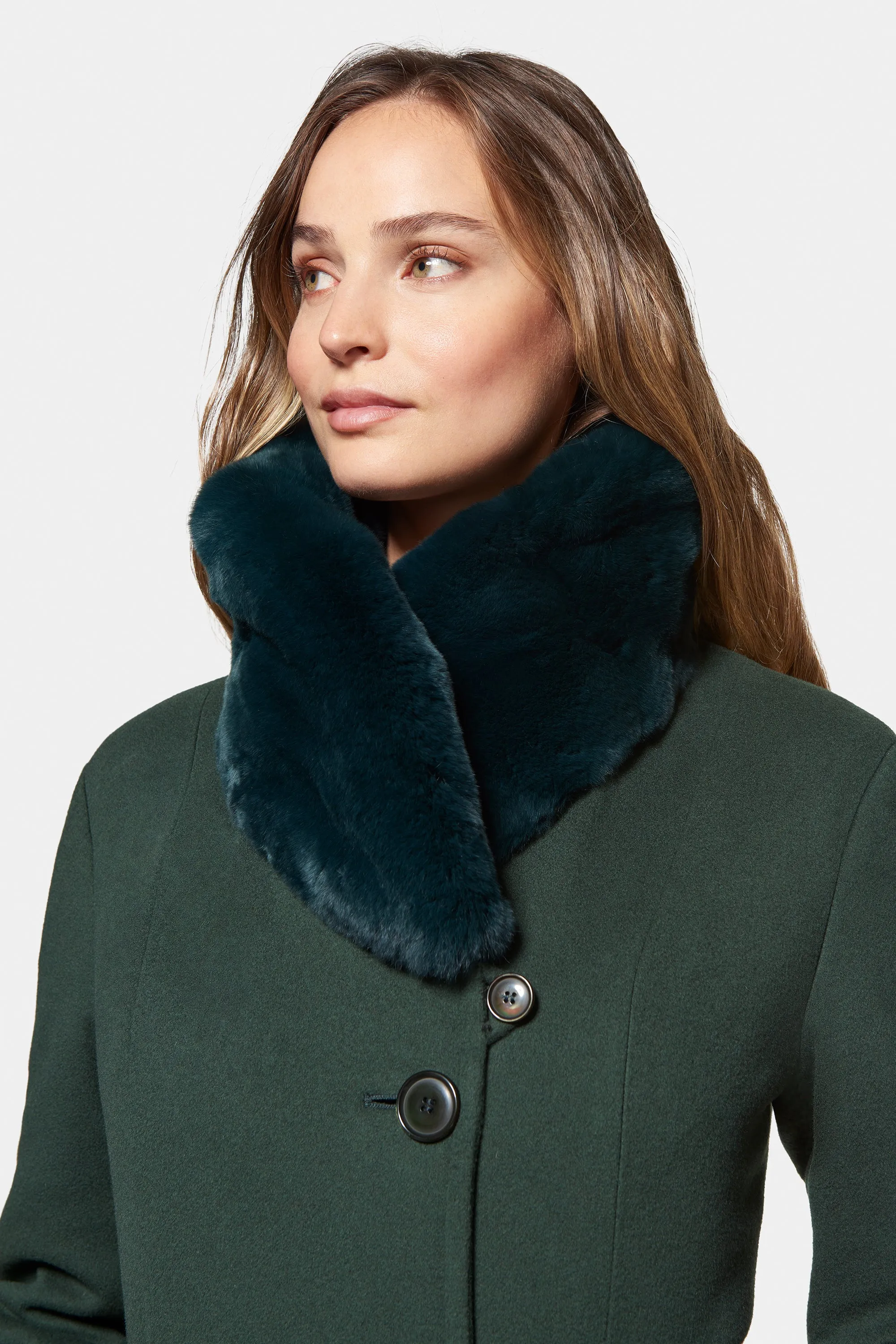 City Coat with Fur, Hunter Green