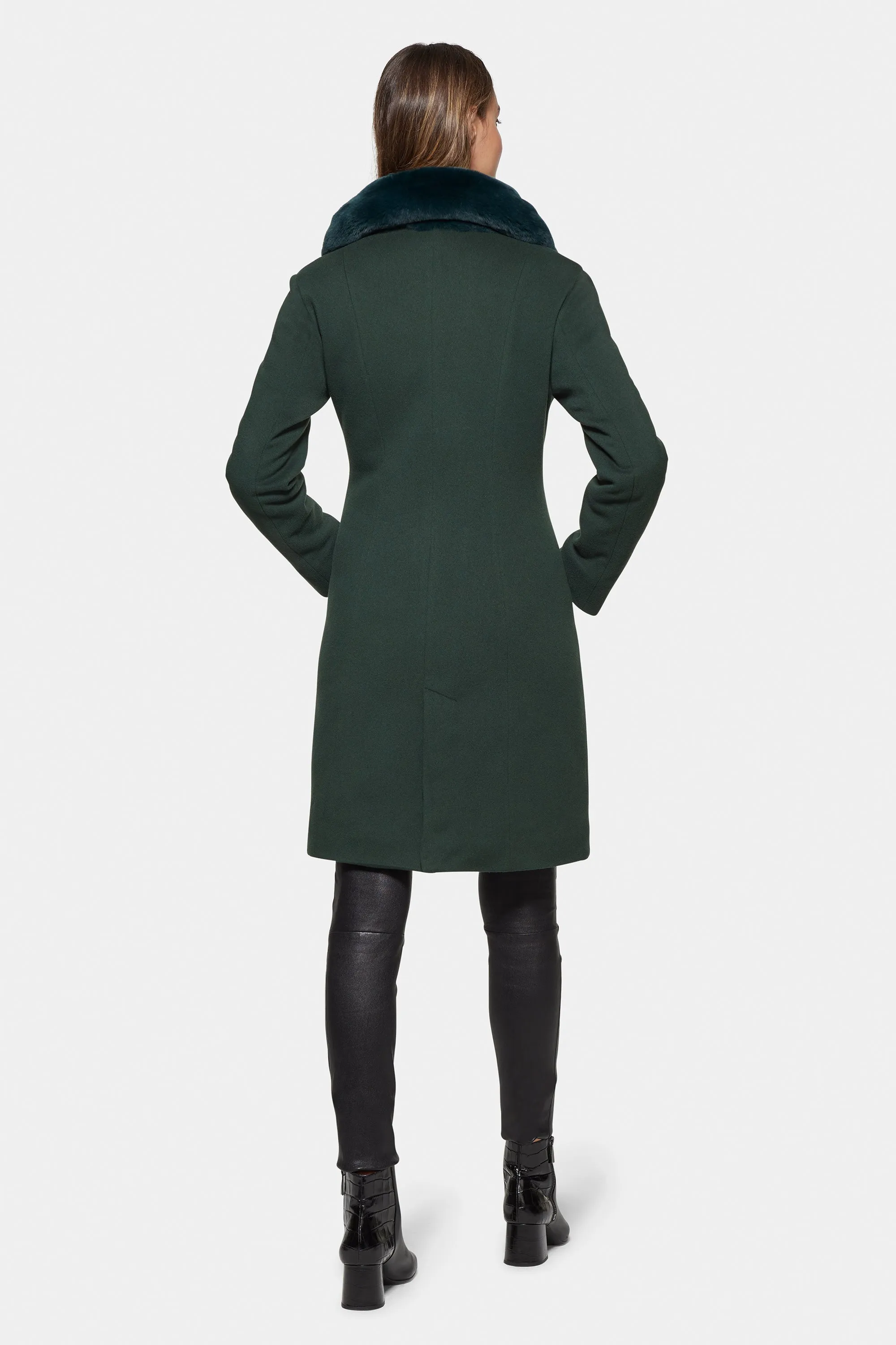 City Coat with Fur, Hunter Green