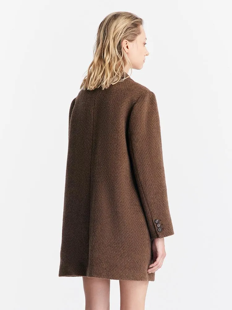 Coffee Brown Wool Slim Coat