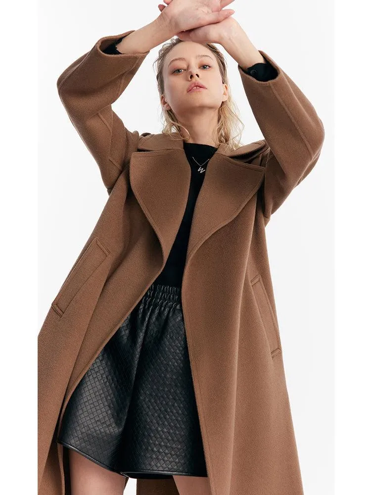 Coffee Brown Wrapped Woolen Coat