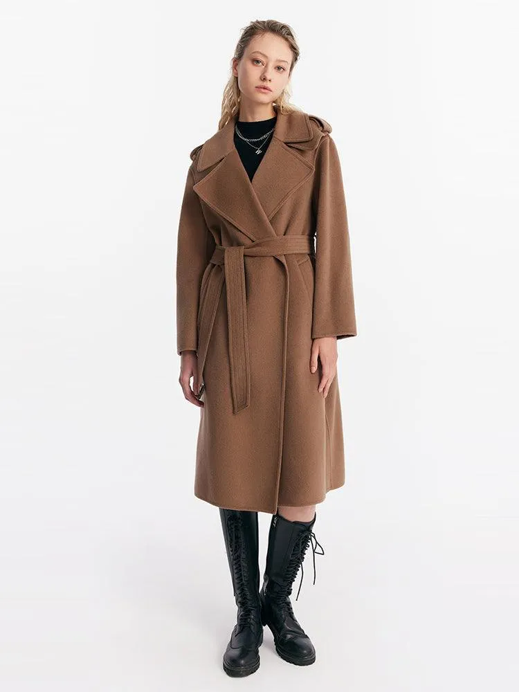 Coffee Brown Wrapped Woolen Coat