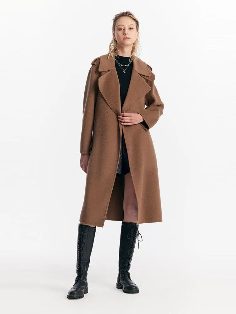 Coffee Brown Wrapped Woolen Coat