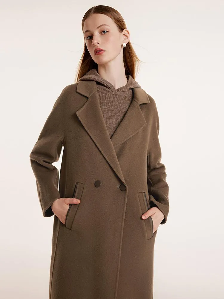 Coffee Tencel Wool Double-Faced Coat