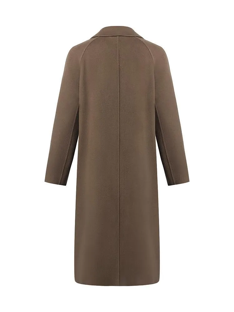 Coffee Tencel Wool Double-Faced Coat