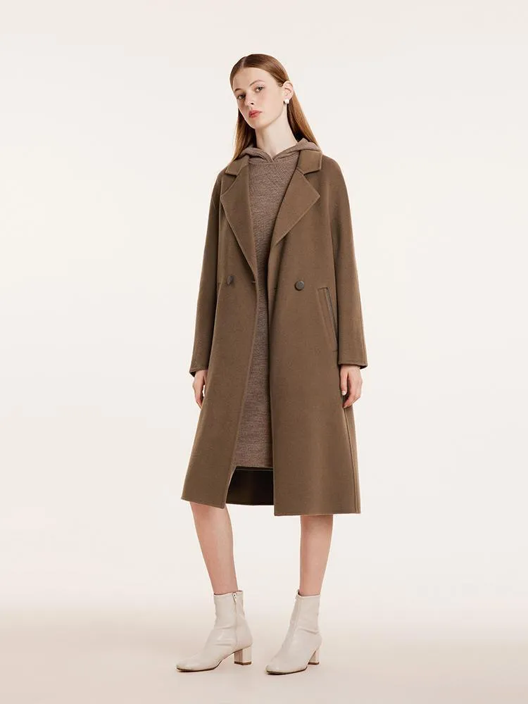 Coffee Tencel Wool Double-Faced Coat