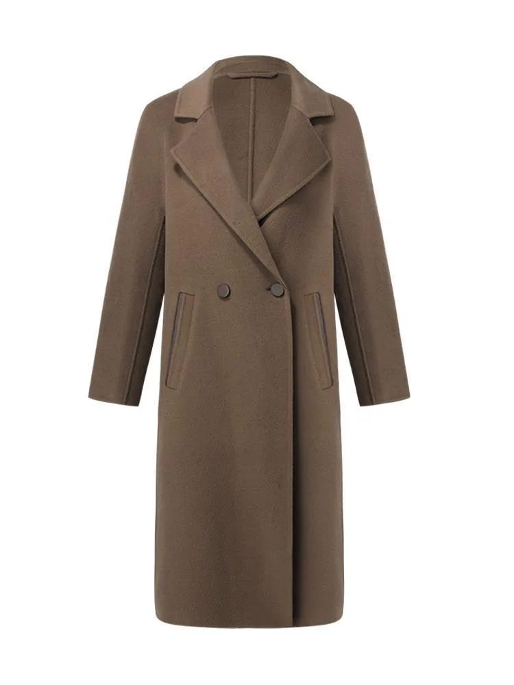 Coffee Tencel Wool Double-Faced Coat