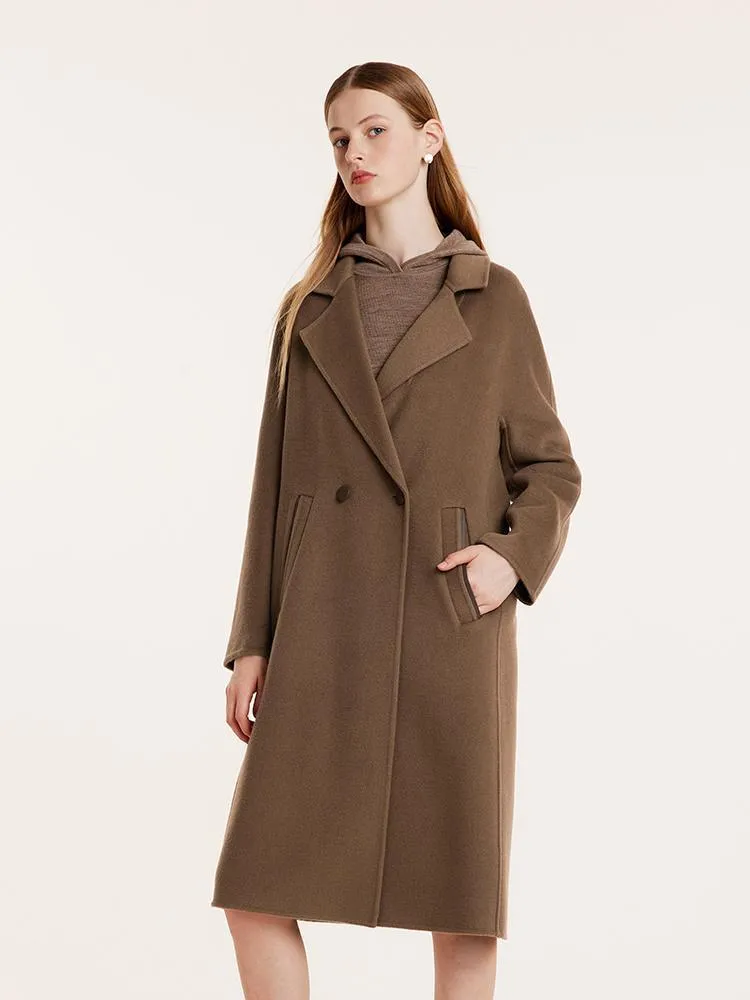 Coffee Tencel Wool Double-Faced Coat