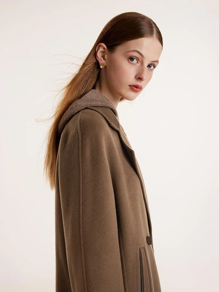 Coffee Tencel Wool Double-Faced Coat