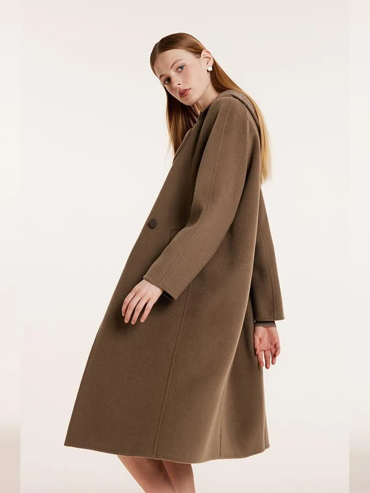 Coffee Tencel Wool Double-Faced Coat