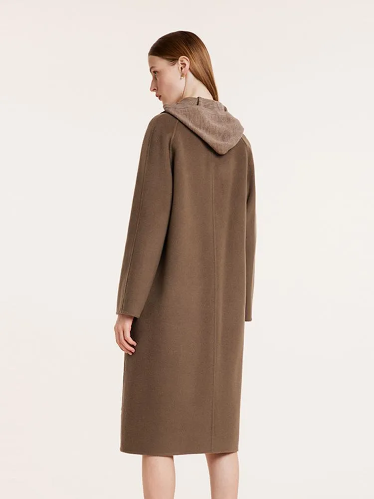 Coffee Tencel Wool Double-Faced Coat