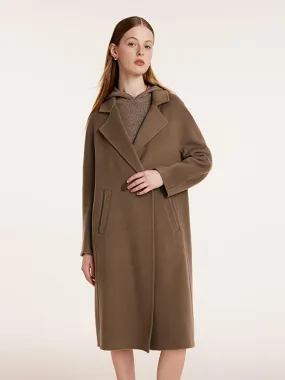 Coffee Tencel Wool Double-Faced Coat