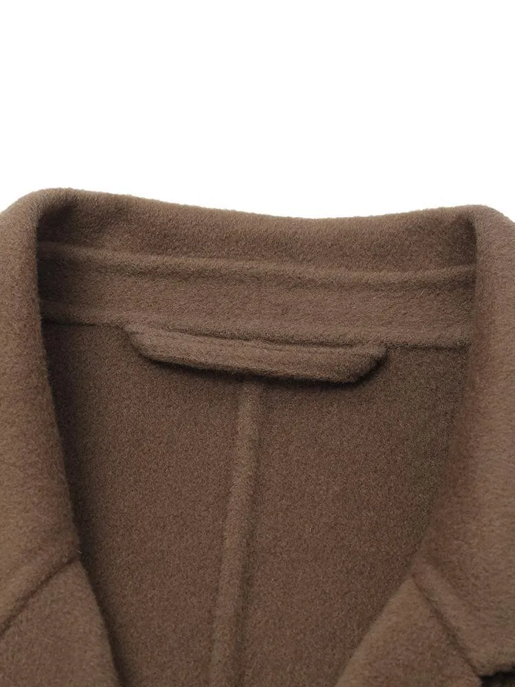 Coffee Tencel Wool Double-Faced Coat