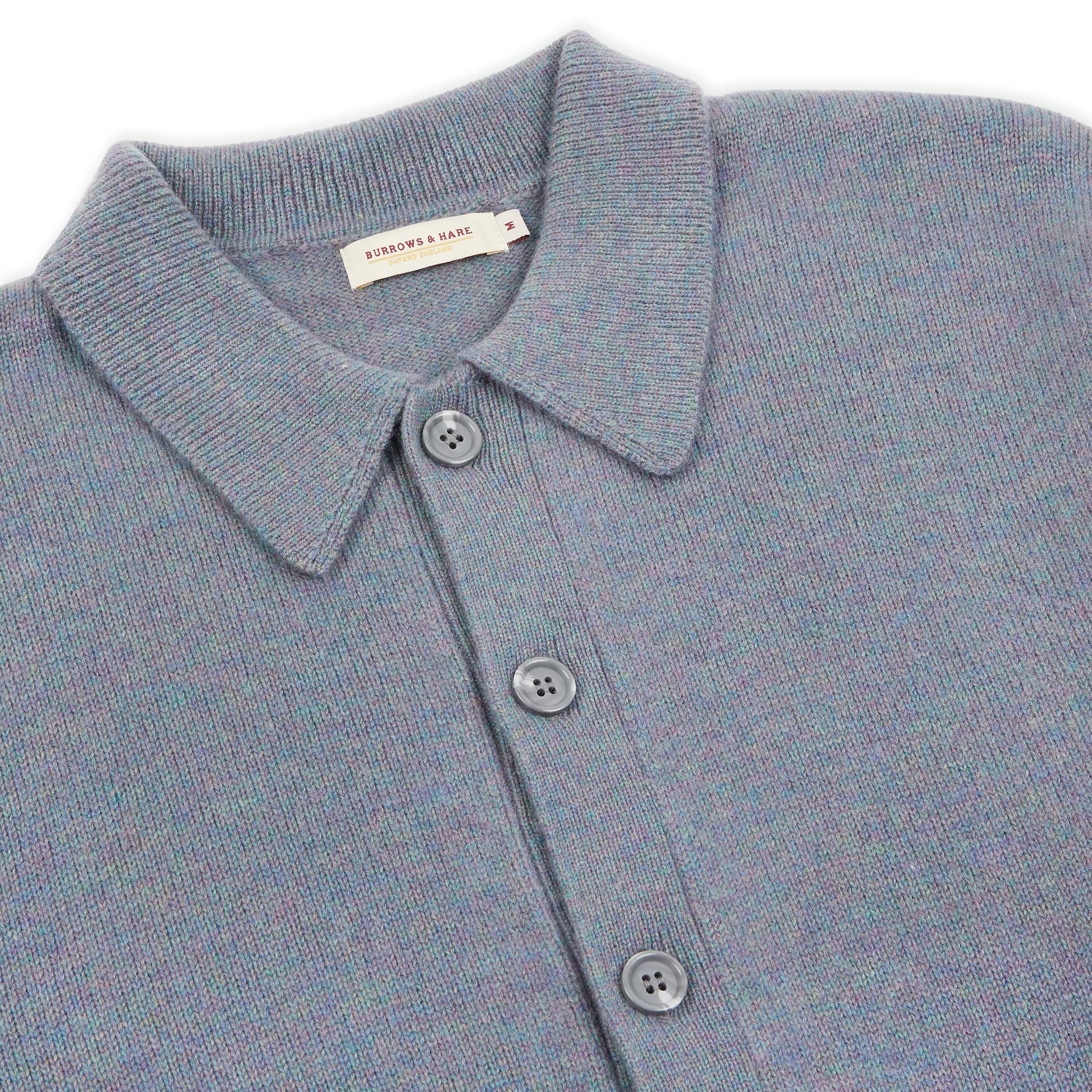 Collared Knitted Cardigan - Grey Marl