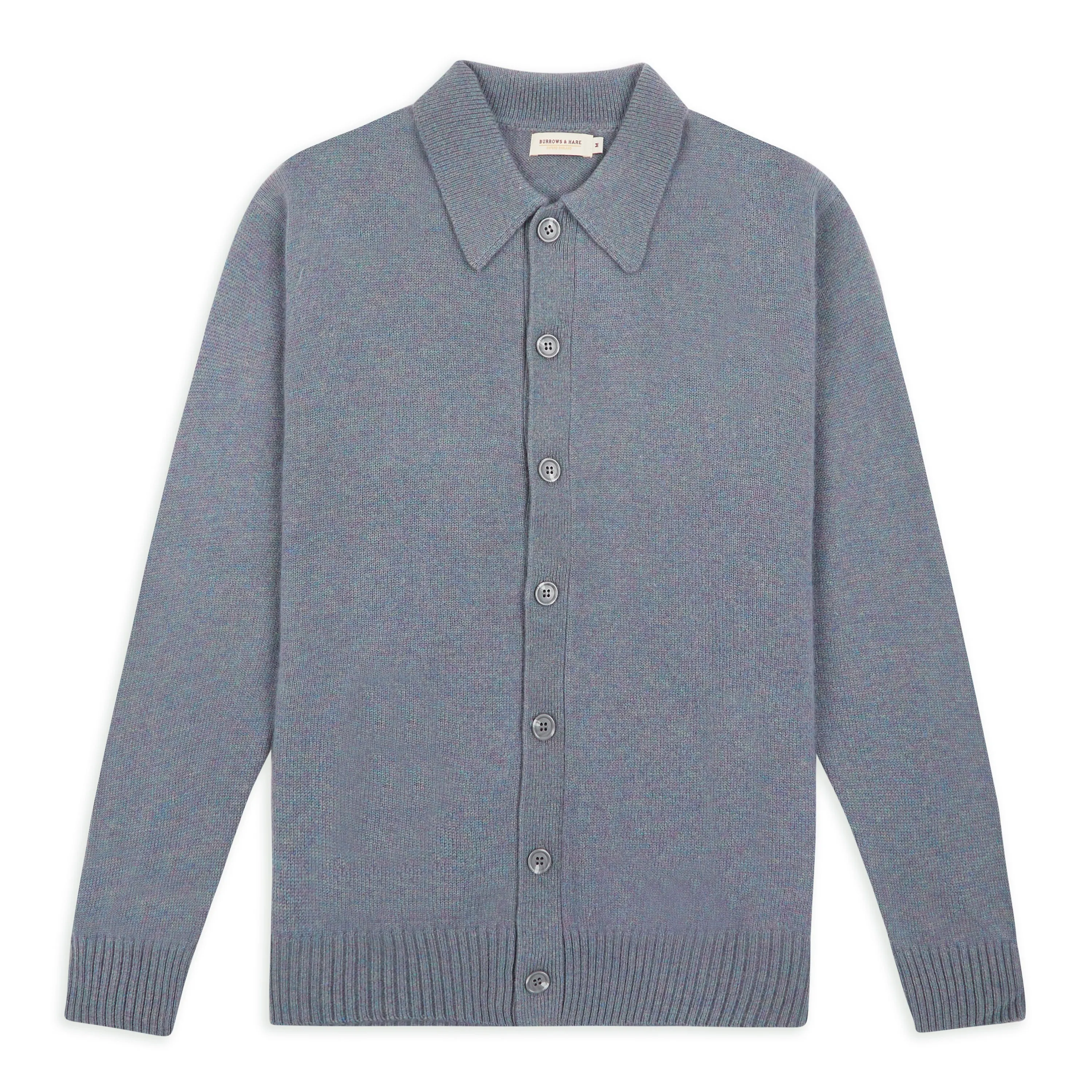 Collared Knitted Cardigan - Grey Marl