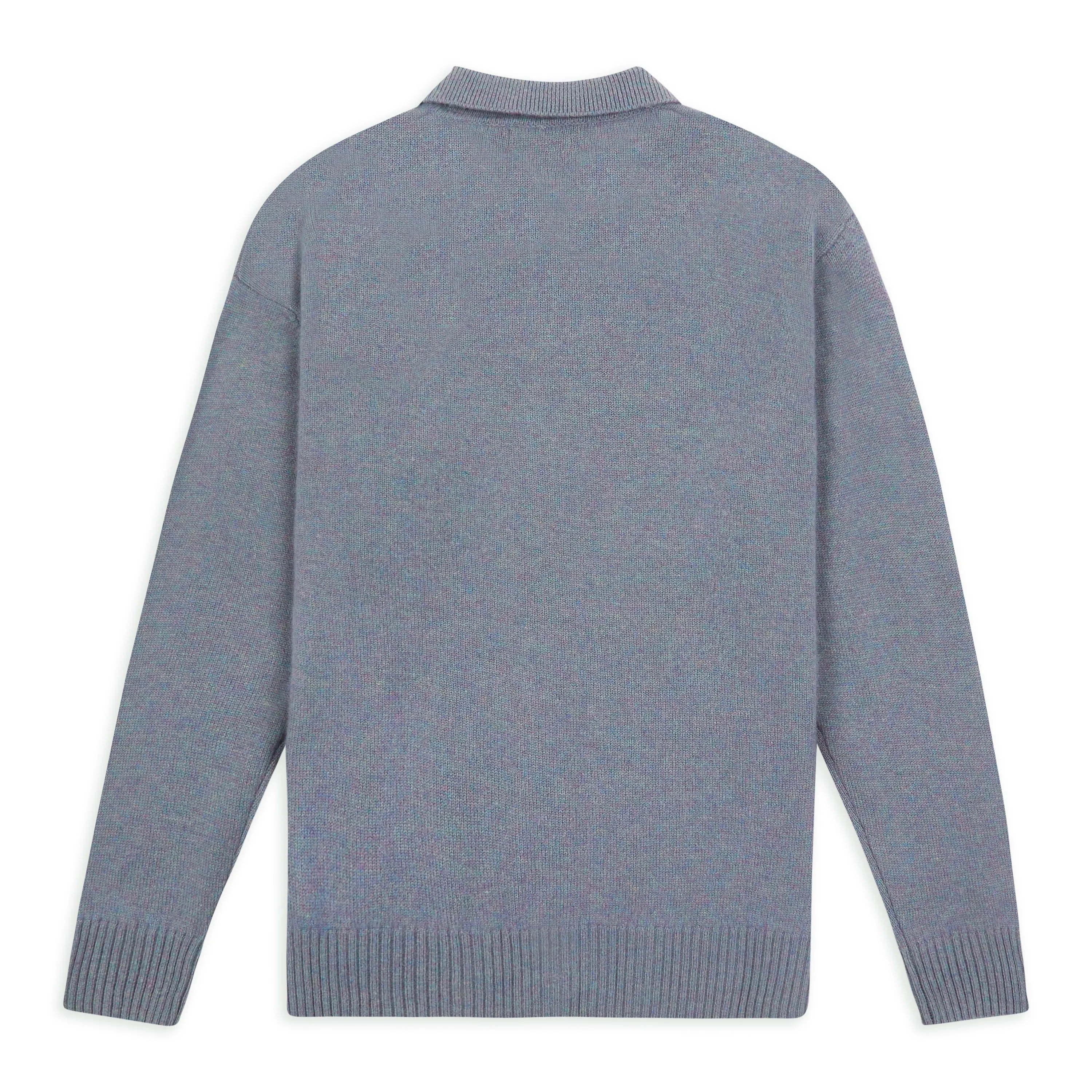 Collared Knitted Cardigan - Grey Marl