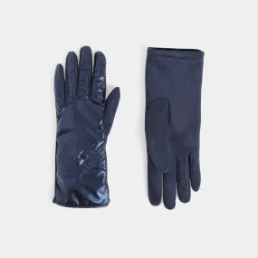 Diamond Puffer Touchscreen Gloves - Navy