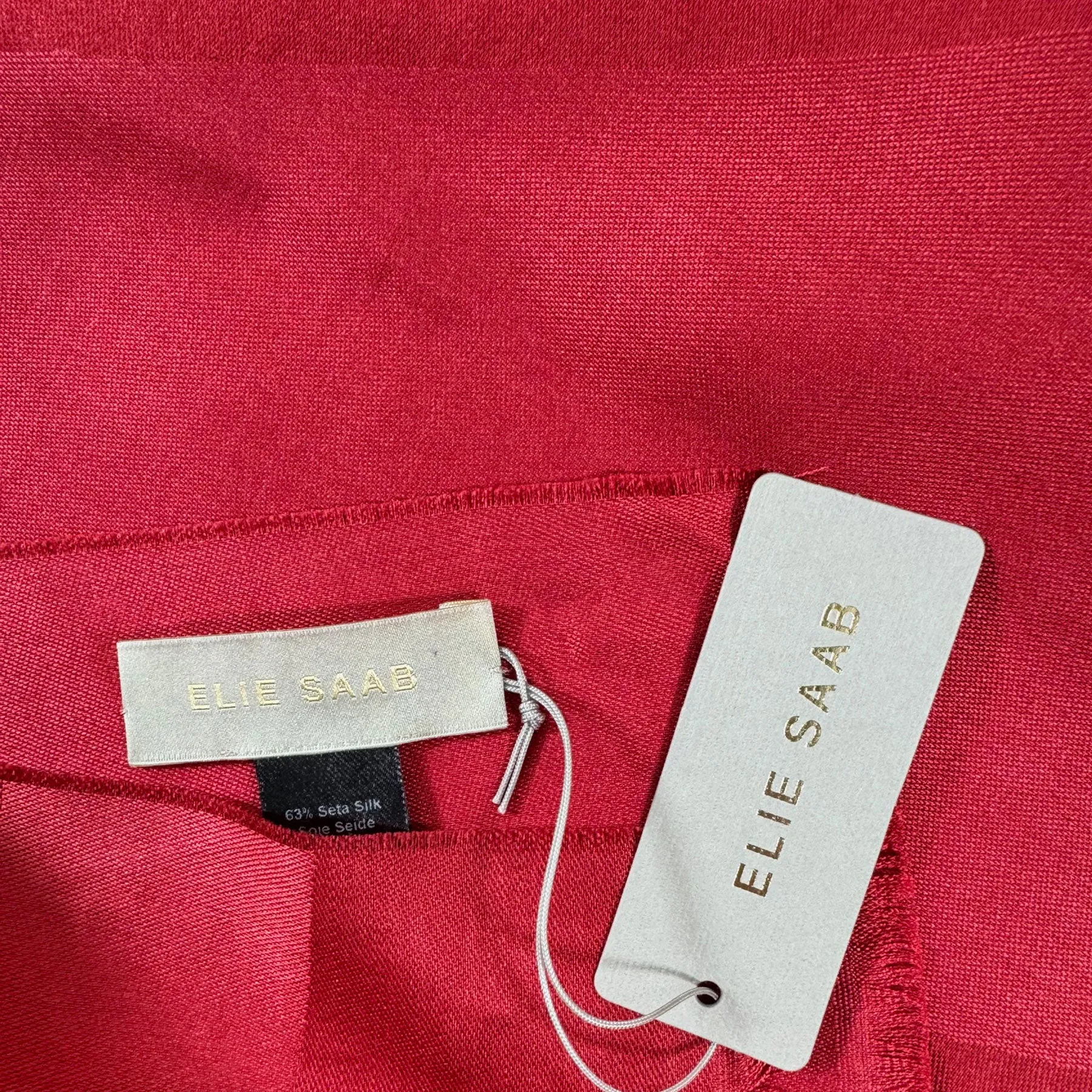 Elie Saab Scarf Red Logo - Wool Silk Designer Shawl