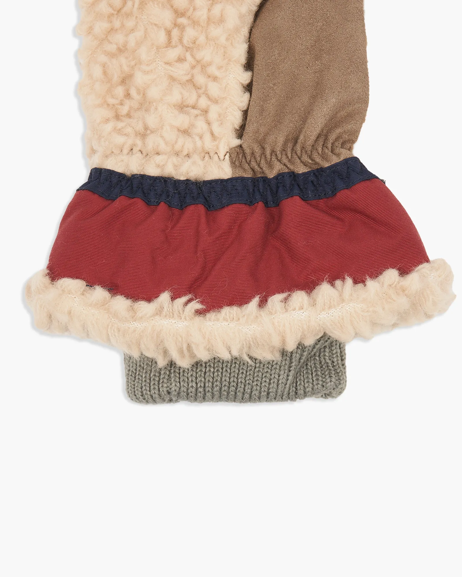 Elmer Teddy Mitten Gloves - Beige / Wine