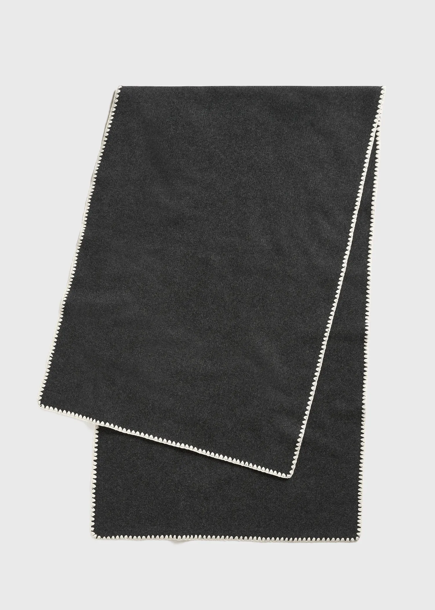 Embroidered wool cashmere scarf grey melange