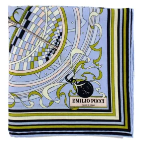 Emilio Pucci Wool Silk Scarf Lilac Olive Design - Square Foulard