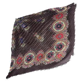 Etro Scarf Brown Pleated Wool Shawl