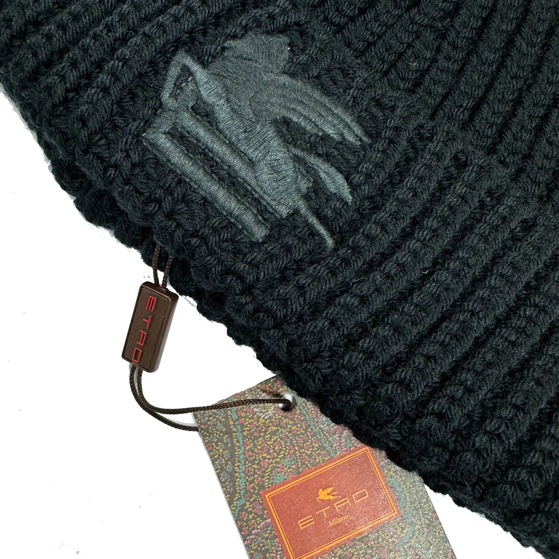 Etro Wool Knitted Hat Black Beanie SALE