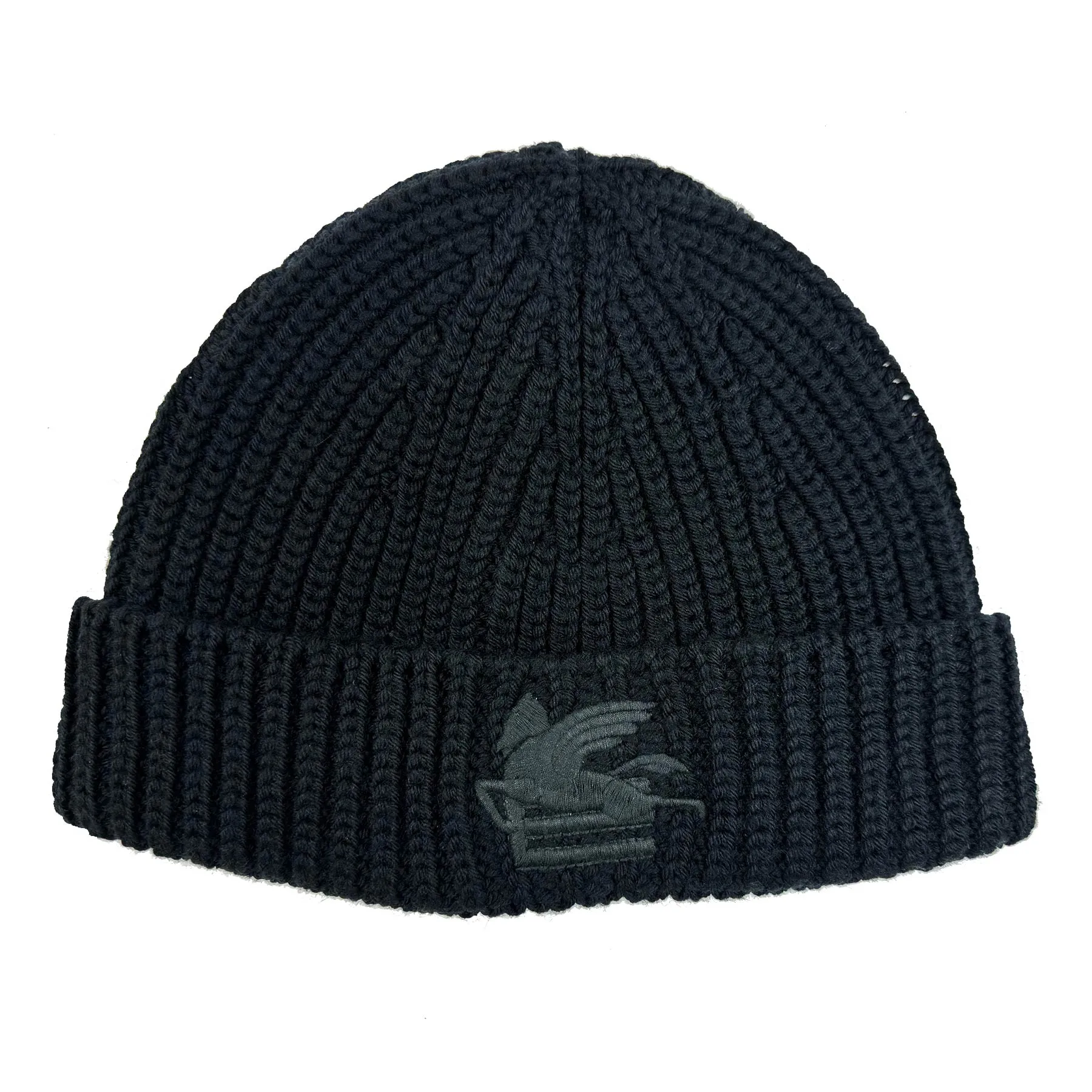 Etro Wool Knitted Hat Black Beanie SALE