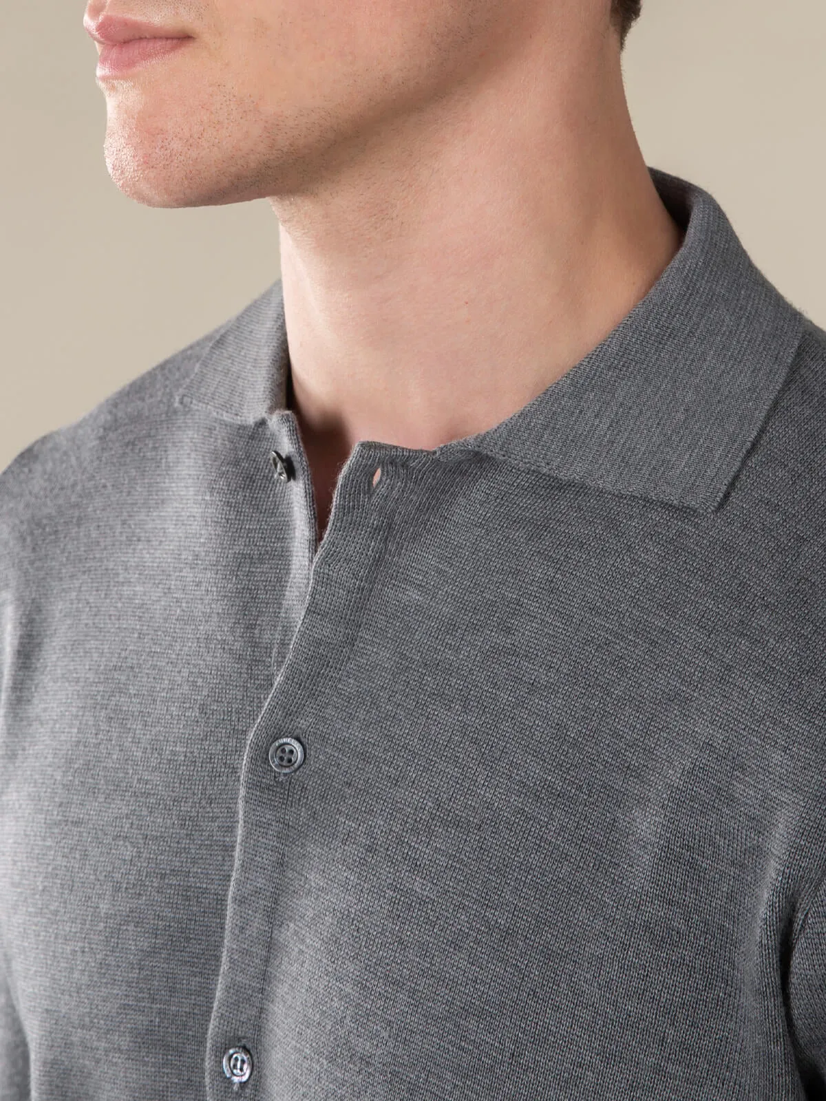 Extrafine Merino Knitted Shirt Dark Grey