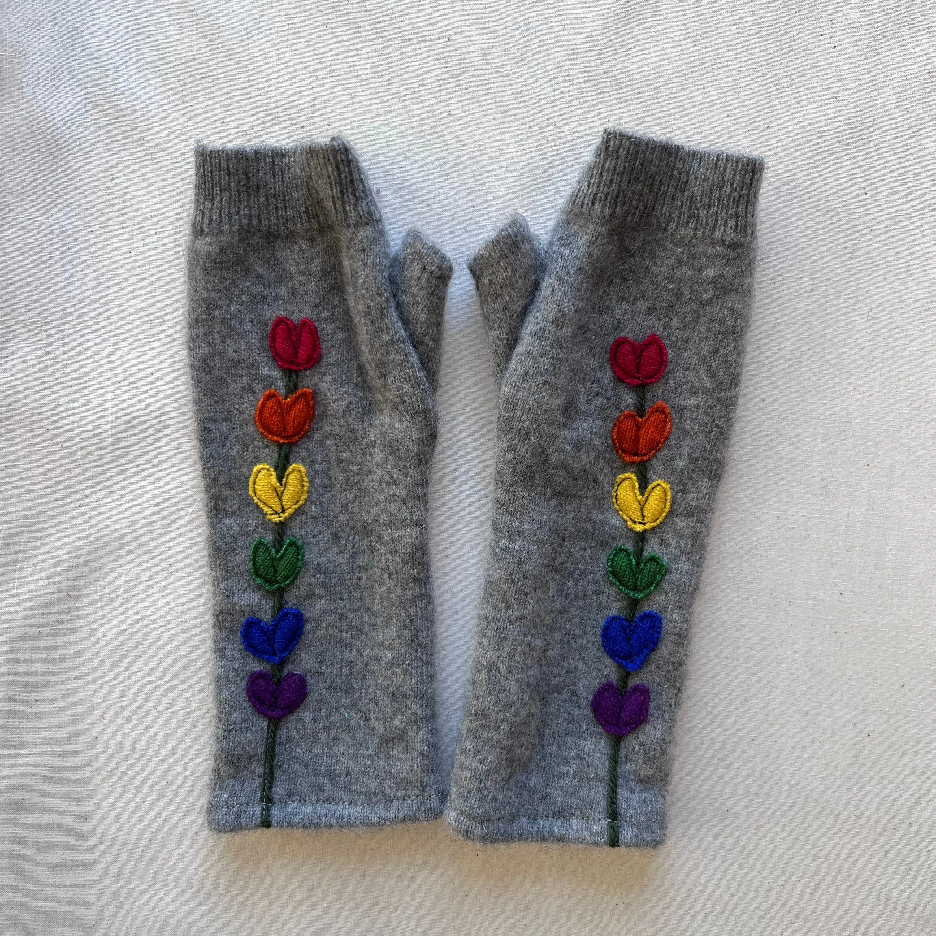 Fingerless Cashmere Gloves "Petals"