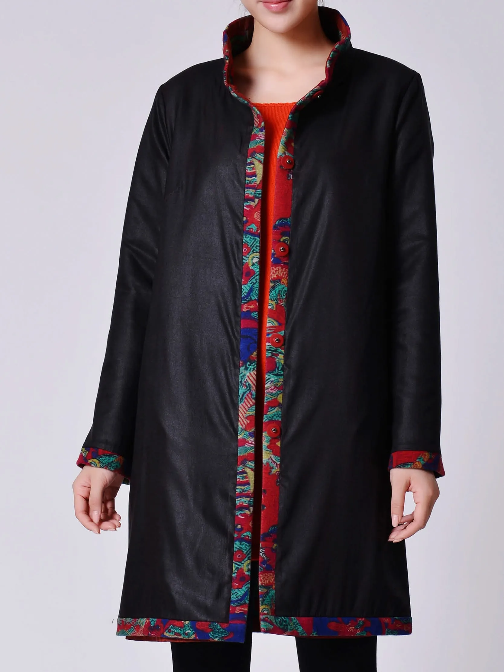 Gambiered Guangdong Silk Loose-Fit Reversible Coat