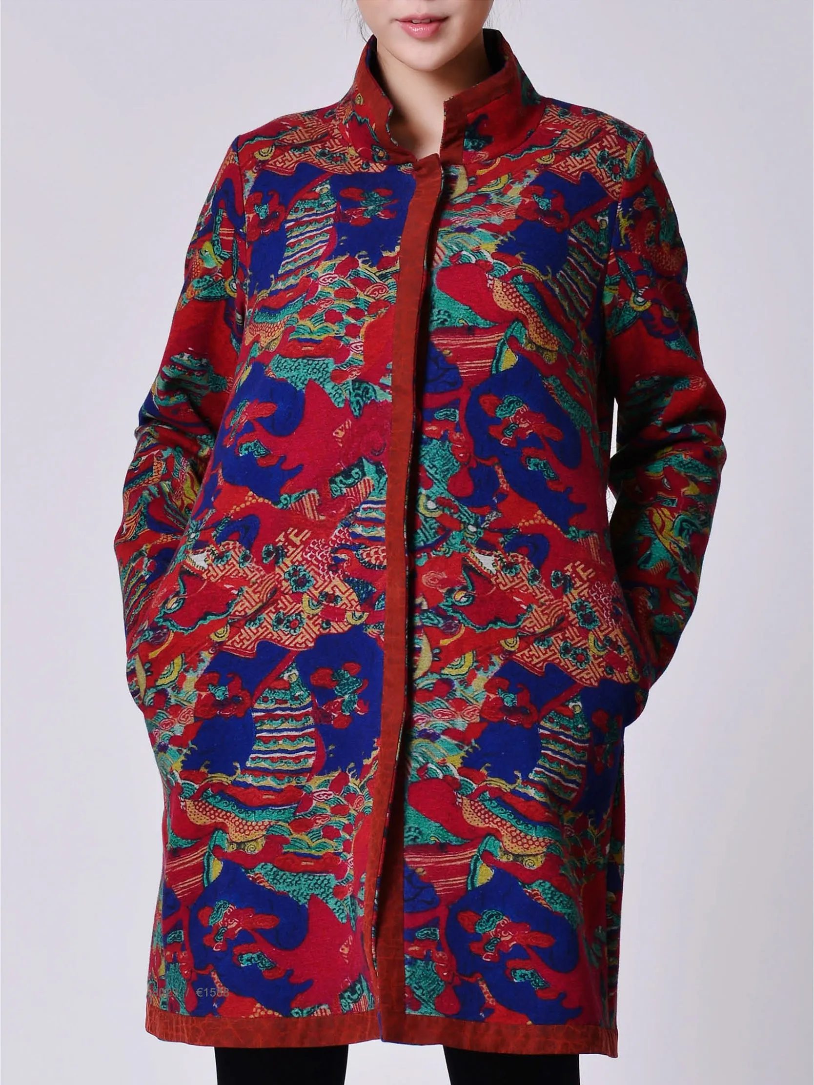 Gambiered Guangdong Silk Loose-Fit Reversible Coat