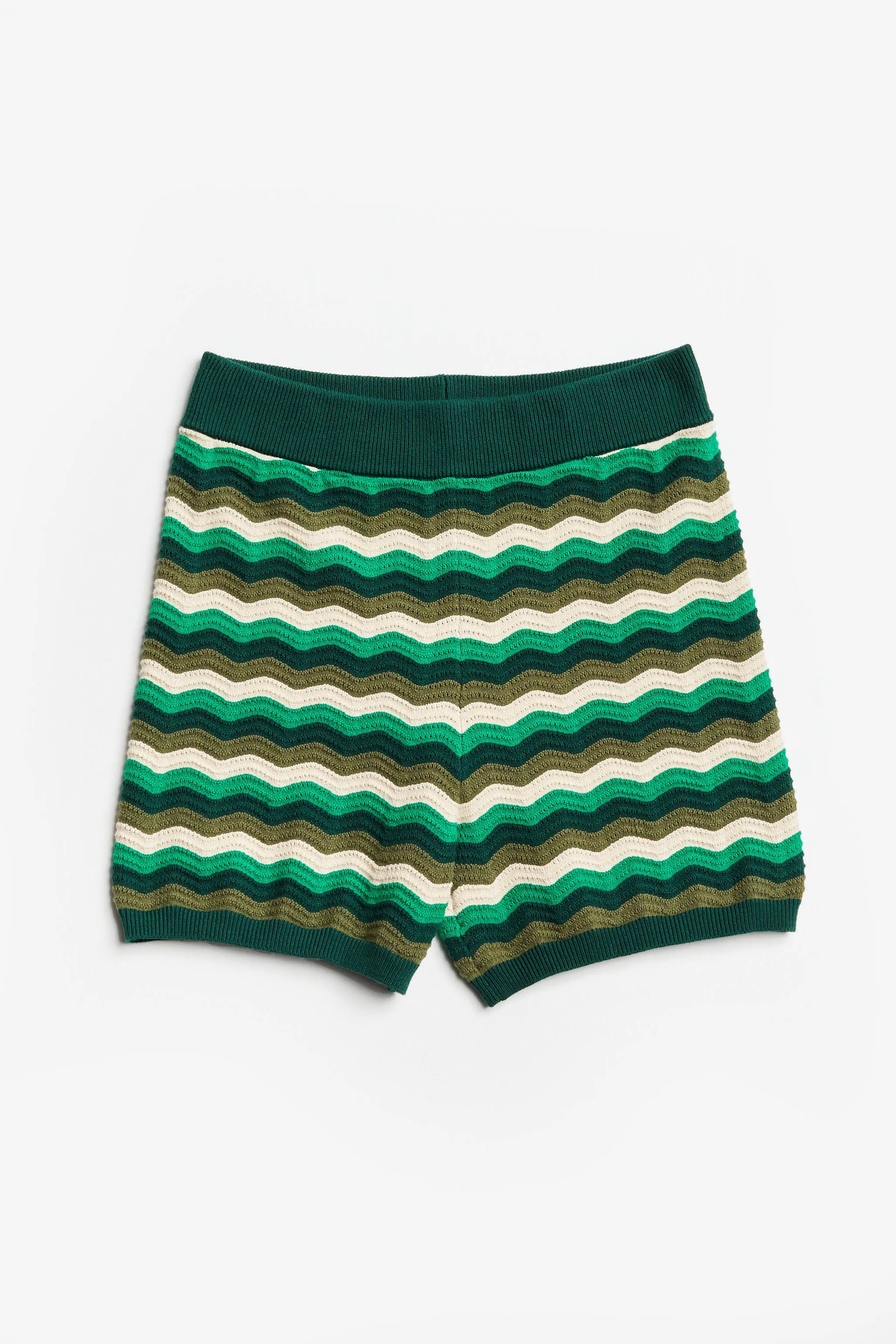 Halo Knitted Shorts Green Wavy