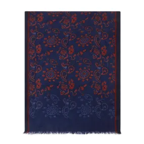 Hartford Wool Scarf - Indigo & Red