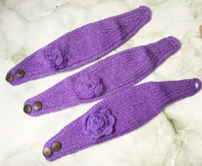 Knitted Purple Flower Design  Headband