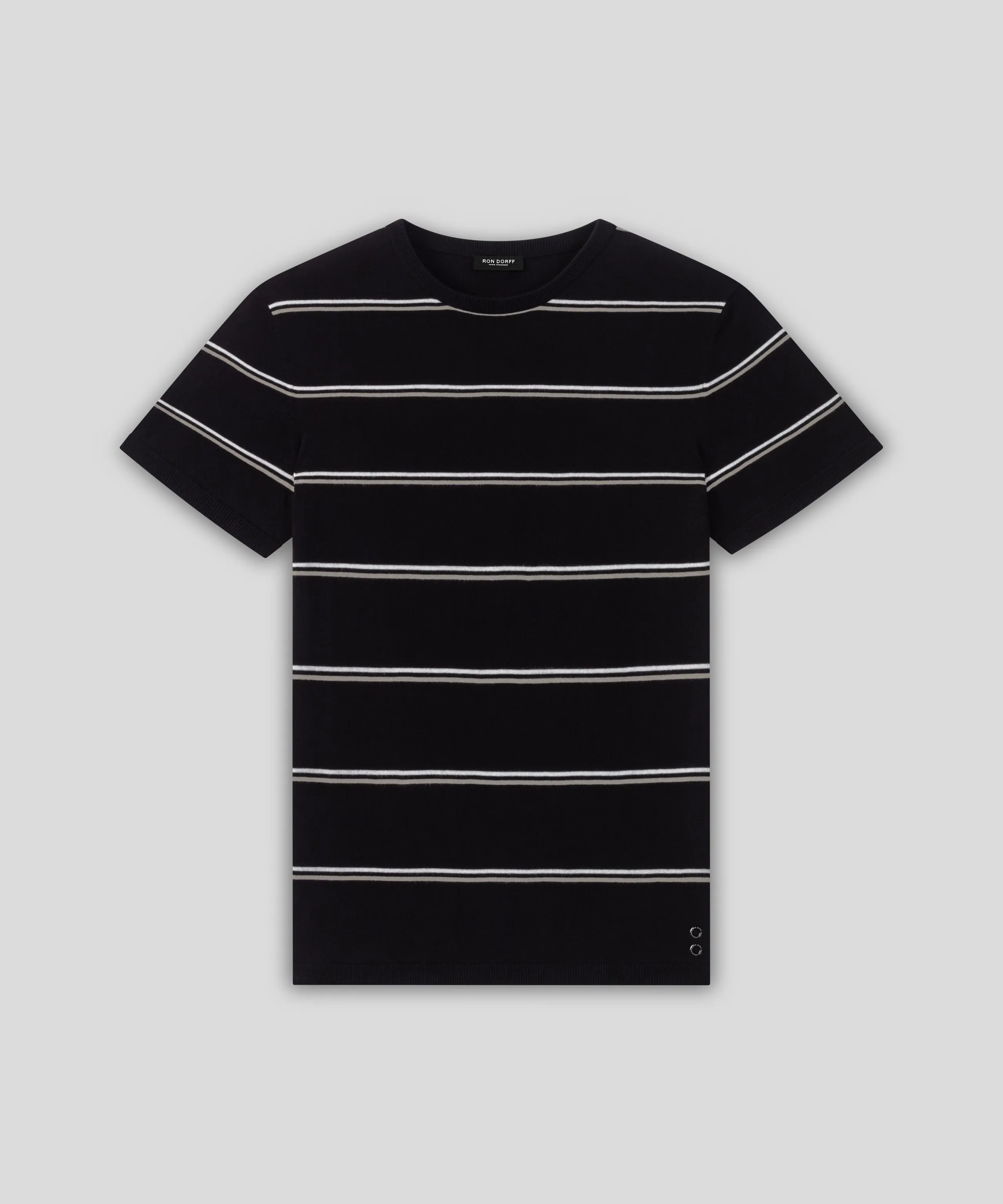 Knitted Striped T-Shirt: Black