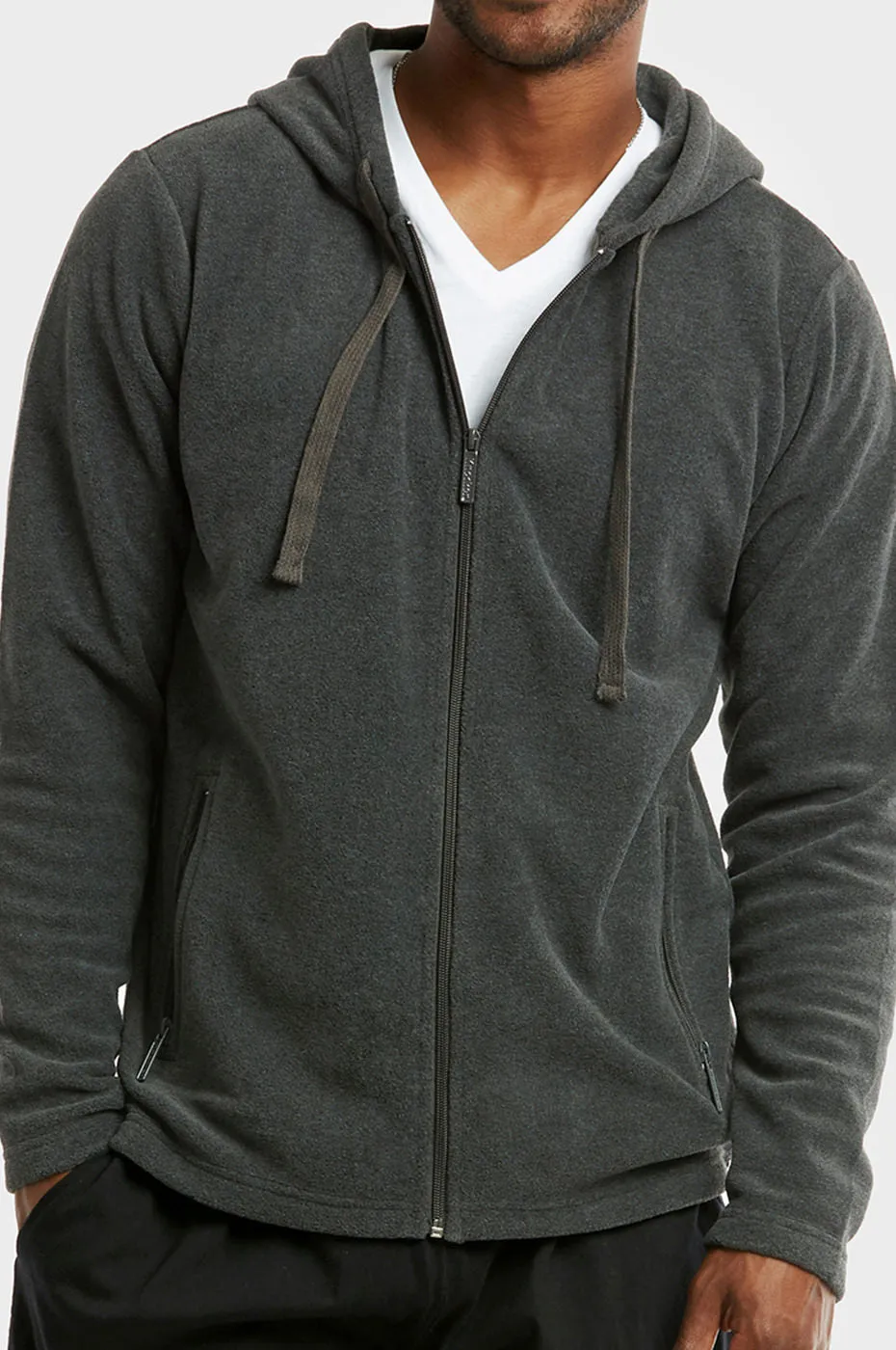 KNOCKER MEN'S POLAR FLEECE ZIPPER HOODIE (PFH2000_CHARCOAL)