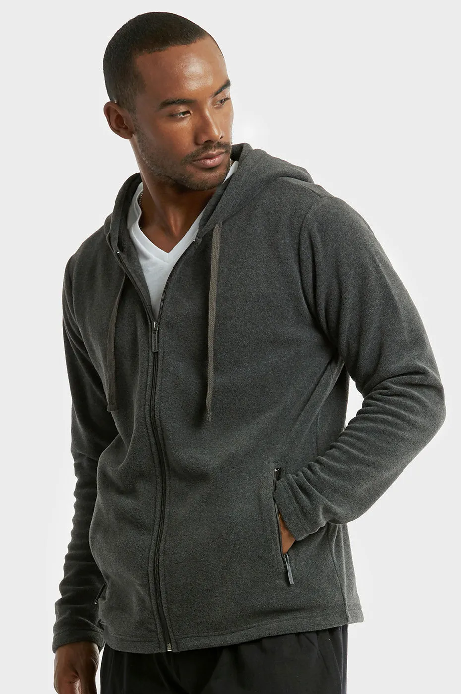 KNOCKER MEN'S POLAR FLEECE ZIPPER HOODIE (PFH2000_CHARCOAL)